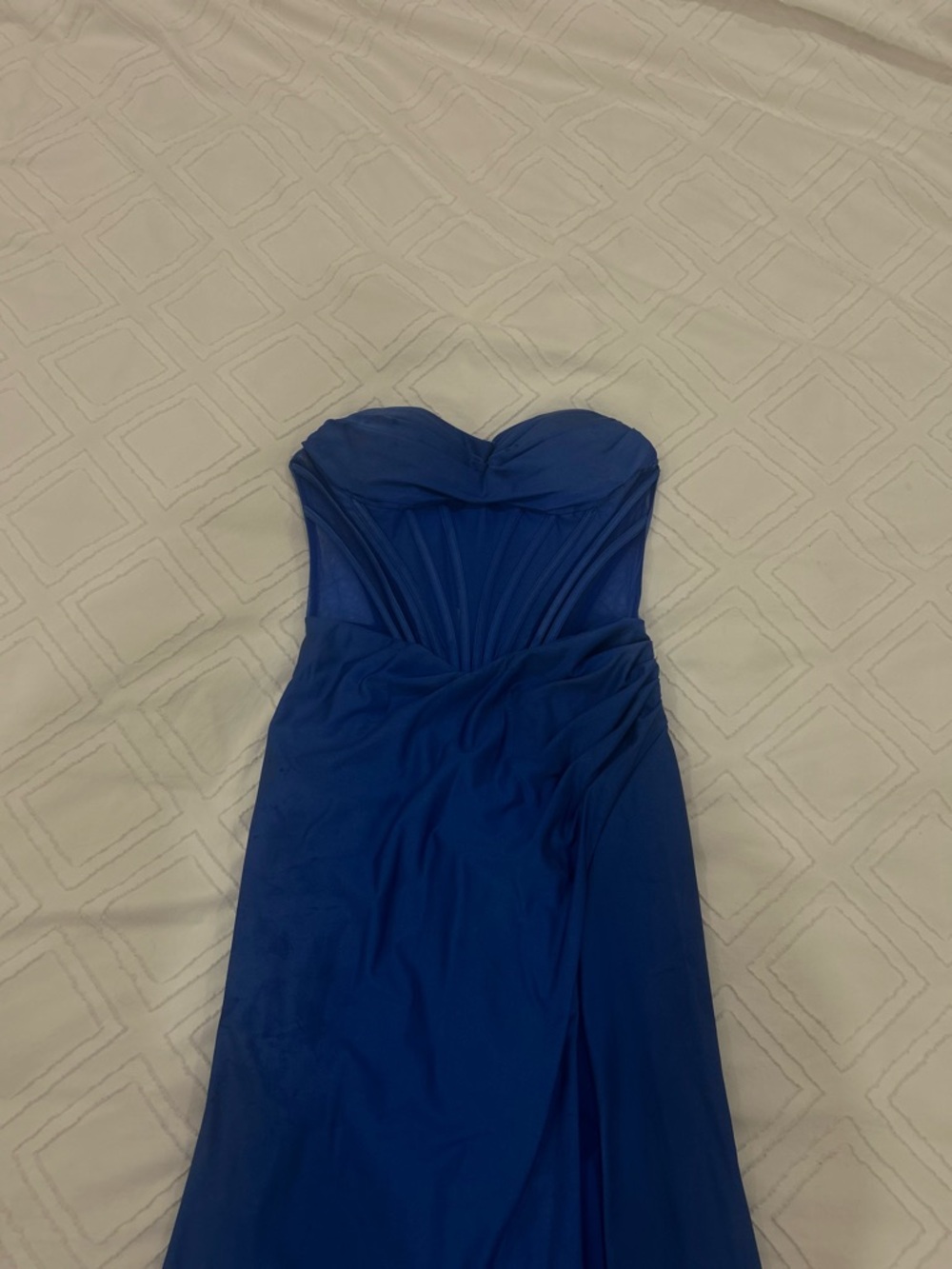 Strapless Cobalt Blue Prom Gown